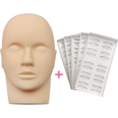 Eye Facial Make-up Practice Training Lashes for Eyelash Extensions Mannequin Head Flat with Practice Lashes