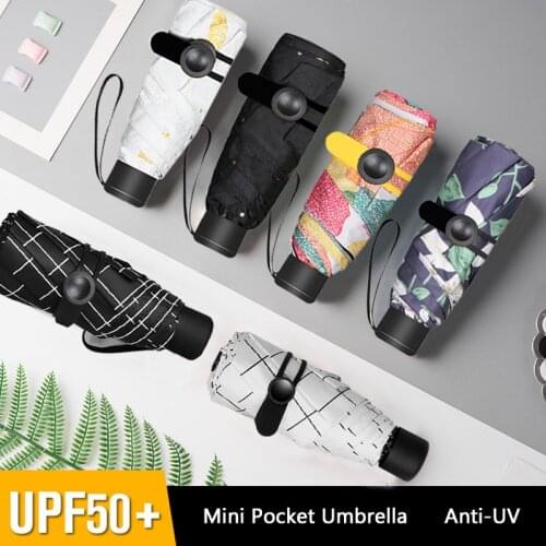 Mini UV Protection Umbrella Rain Women Girls Travel Portable Sun Parasol Windproof 6K Umbrella UPF50