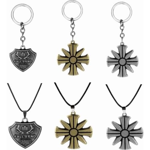 Game FarCry5 Necklace The Falls End Symbol Pendant Leather Chain Necklaces Cult Logo Jewelry Men Necklace Gifts Far Cry5
