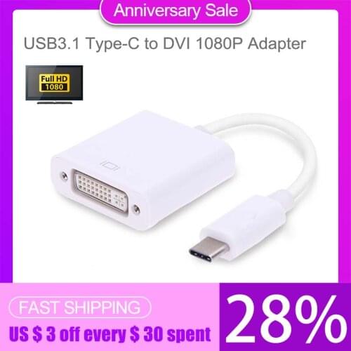 Usb-c Type C Usb 3.1 Male To Dvi 1080p Portable Extended Power Adapter Cable Connector Converter For Laptop Mobile Phone Pc