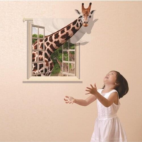 60*90cm 3D PVC Self Adhesive Wallpaper DIY Funny Giraffe 3d Wall Sticker 3d Vinyl Wallpaper Desktop Wallpaper For Wall Decortion