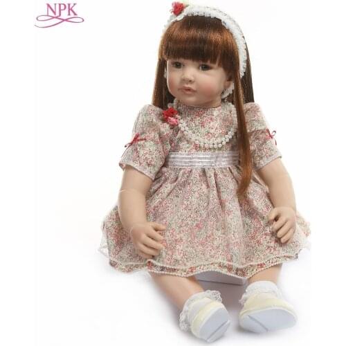 NPK 60cm Silicone Reborn Baby Doll Toys 24inch Vinyl Princess Toddler Girl Babies Doll High Quality Birthday Gift Play House Toy