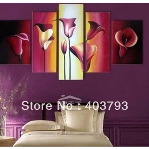 MODERN ABSTRACT HUGE WALL ART OIL PAINTING ON CANVAS beautiful lily flower for wedding room free shipping