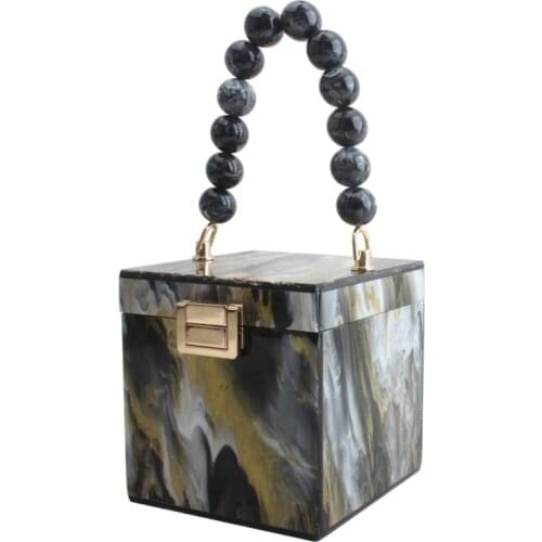 Female Acrylic Shoulder Bags for Women Pearl Beaded Cross body Bag Hard Case Box Totes Purses and Handbags Clutches bags Handbag