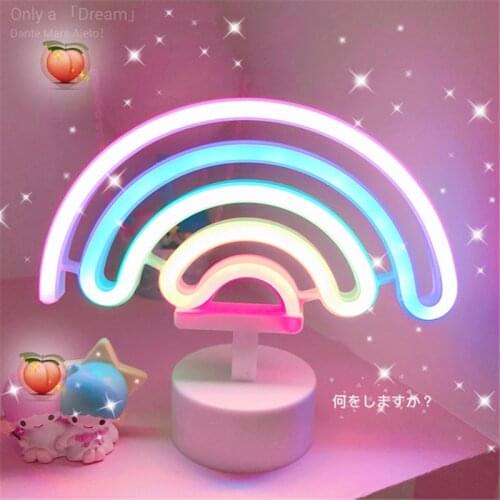 USB LED Decoration Unicorn Flamingo Lamp Moon Rainbow For Home Kid Room Bedside Night Light Decor Light For Children Neon Sign