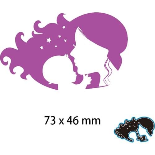 Cutting Dies Figure Mother and Child Stencil Craft for Scrapbook Stamps Dies Embossing Paper Gift Card 73*46mm