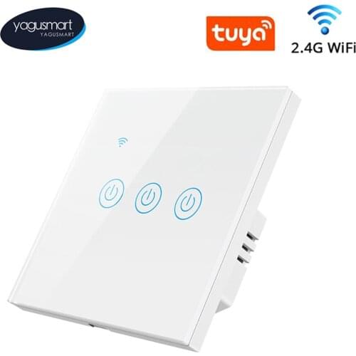Yagusmart Tuya WiFi Smart Switch Touch Light Switch Neutral Required Compatible with Alexa Google Home APP Remote Control