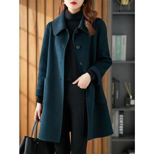 High Quality Fashion Double-Sided Cashmere Coat Womens Long 2021 Autumn New Loose And Thin Plus Velvet Woolen Outcoat Female
