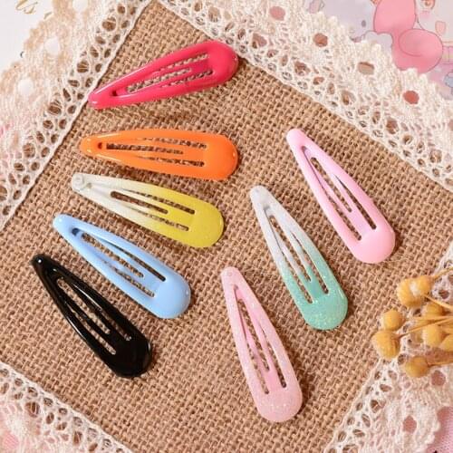 10pcs Candy Color Snap Hair Clips Baby Girls BB Hairpins Cute Water Drop Metal Barrettes Hair Pins Hair Styling Accessories