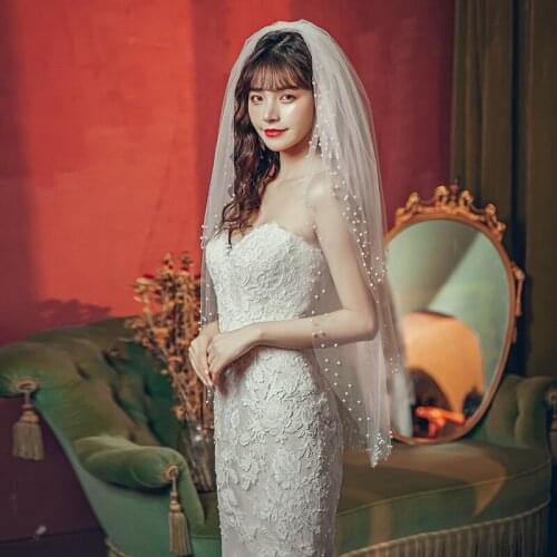 2 Layer Veil With Pearls With Comb Women Bridal Wedding Party Accessories