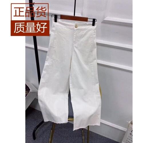 100% COTTON women trousers JEANS white