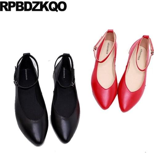 Designer shoes china work ankle strap red ladies pointed toe women 2019 chinese flats large size patent leather pointy black