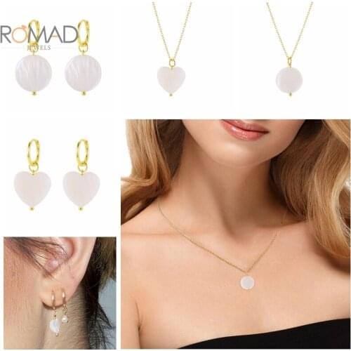 ROMAD Fashion 2021 Trend Women Earring Ear Buckle Earrings S925 Sterling Silver White Shell Earrings Hoop Female Jewelry Aretes