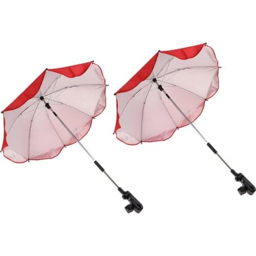 2pcs Sun and Rain Canopy Umbrella Outdoor Beach Parasol with Adjustable Firm Clamp for Swimming Pool