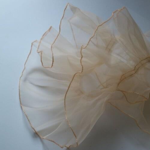10cm*1yard Organza pleated lace trims Wave Ruffle trims and ribbons for wedding dress accessories Pearl beaded trimming