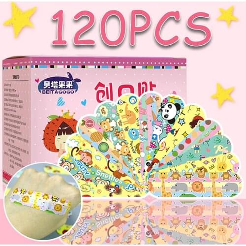 120PCS Waterproof Breathable Cartoon Band Aid Hemostasis Plasters Emergency Adhesive Bandages For Kids