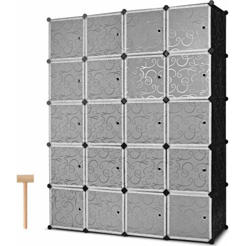 Costway DIY 20 Cube Portable Closet Storage Organizer Clothes Wardrobe Cabinet W/Doors