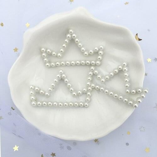 20pcs Glitter Color Crown Pearl Applique for Handmade Craft Sticker DIY Headwear Hair BB Clip Bow Decor Accessory Patches