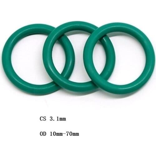 3.1mm FKM O-Ring Rubber Seal Washer Green O Ring OD 10mm-70mm
