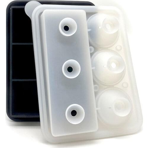 6 Cell Ice Ball Mold Silicone Ice Cube Trays Whiskey Ice Ball Maker Frozen Ice Sphere Mold Round Cube Tray for Party Bar