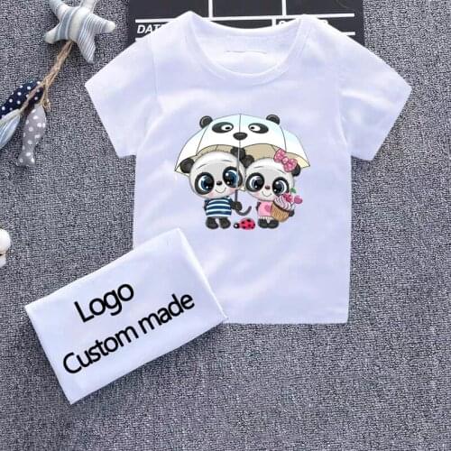 Cartoon Cute Panda Design Childrens Funny T-Shirts Boys/Girls Birthday Clothes Tops Tees Kids Summer Casual Clothes for Baby