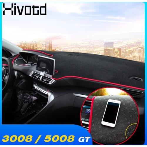 Hivotd For Peugeot 3008 3008GT 5008 2021-2018 Car Dashboard Cover Mat Avoid Light Pad Instrument Platform Protector Accessories