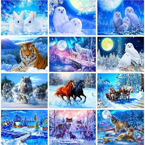 HUACAN 5d Diamond Painting Animal Wolf Diamond Embroidery Sale Tiger Rabbit Pictures Of Rhinestones Mosaic Decortion