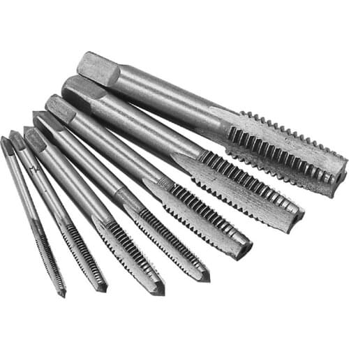 7Pcs/Lot Steel Metric Thread Tap Tapping Tool Spiral Point Straight Fluted Screw Taps Tool Hand Tap Drill