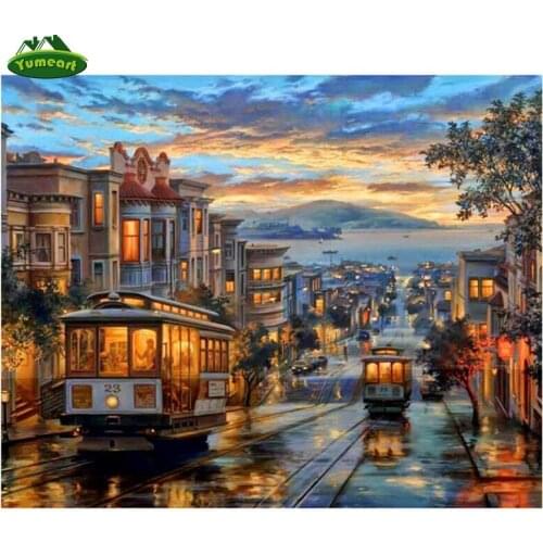 Full Square Rhinestones Diamond Painting Street Mosaic Embroidery Fashion Wall Art Crafts Diy Cross Stitch Kit Home Wall Decora
