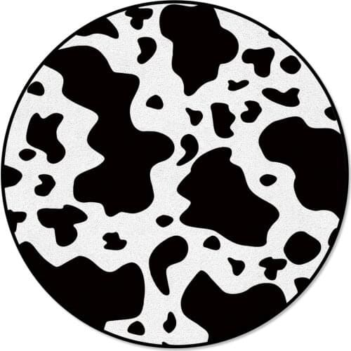 Round Carpet Black And White Graffiti Cow Spot Customized Area Rugs Bathroom Banquet Unisex Picnic Office Party Home Kids Boy