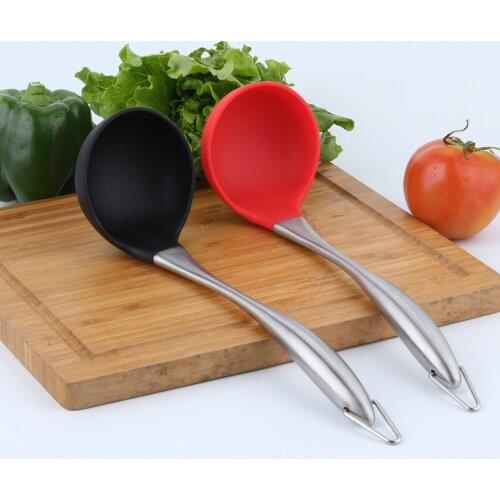 Stainless Steel Hollow Handle Silicone Ladel Household Kitchenware Non-Stick Pot Applicable Porridge Spoon Hot Pot Spoon