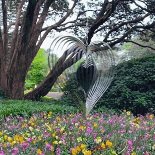 Metal Heart Wind Spinner Garden Chimes Hanging Ornaments for Outdoor Backyard Bedroom Living Room Window Decor