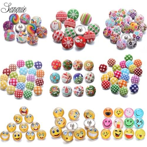 Mix 10pcs/lot Christmas 18mm snap button glass ginger fit 925 Bracelet necklace Christmas gift and hansel snap jewelry