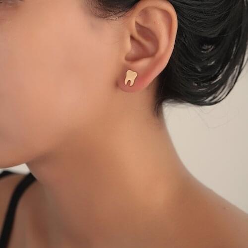 Lovely Tiny Tooth Earrings For Girls Kids Simple Dental Studs Memory Teeth Jewelry Gift For Girlfriend Children Bijoux