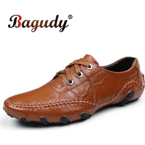 Fashion Leather Mens Loafers Lace up Casual Driving shoes Outdoor Mens Flat Shoes Moccasin Slip on Footwear Shoes big size 47