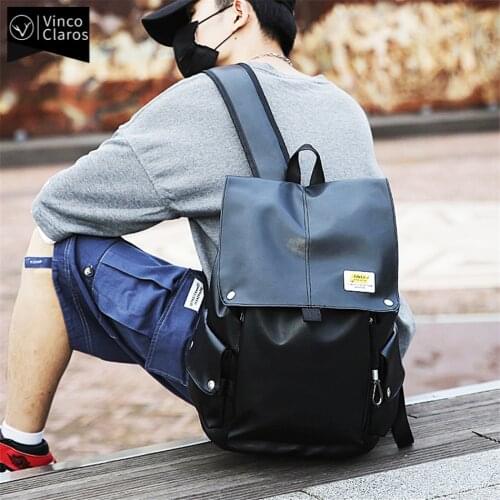 Fashionable Simple Men Backpack Luxury PU Leather Mens Backpacks Trend Brand Designer BackPack Laptop 2020 Travel Bag for Male