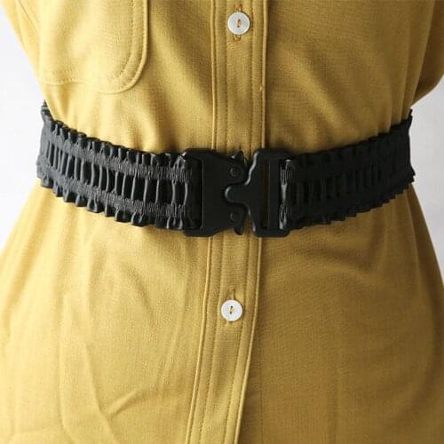 Fashion Women Plastic Buckle Waist Belt Elastic Pleated Simple Strap Female Coat Dress All-Match Decoration Waistband Girdle