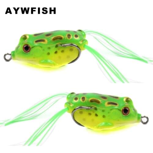 AYWFISH Soft Lure 40mm 50mm 55mm Floating Silicone Body Double Sharp Hook Simulation Painting Frog Bait Topwater Fishing Tackle