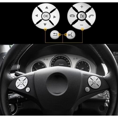 Car Interior Steering Wheel Button Switch Trim Cover Sticker For Mercedes Benz C E S Class W204 W212 W221 GLK X204 C200 C250