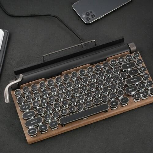 New Mechanical Keyboard Wireless Bluetooth-compatible Keyboards Dot Retro Typewriter Computer Keyboard 83 Keys Gaming Keyboards