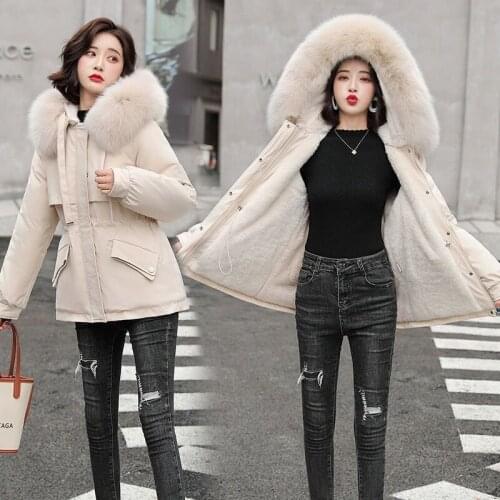 2021 New Womens Waist Fur Coat, Womens Large Fur Collar, Thicker And Velvet Padded Jacket, Overcome Womens Padded Jacket