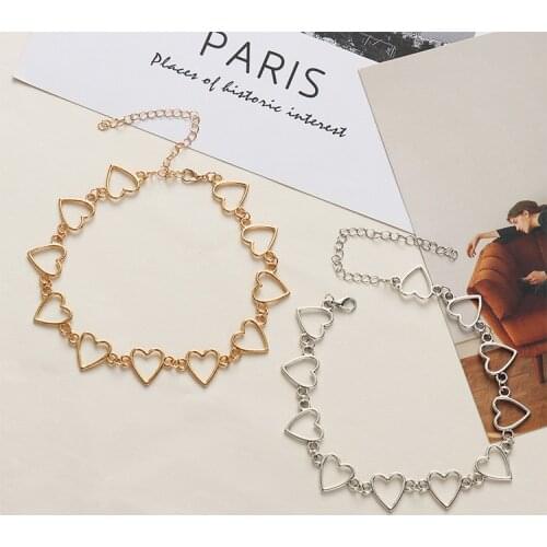 New Fashion Korean Hollow Sweet Love Heart Choker Necklace Cute Chain Girlfriend Gift Couple Jewelry