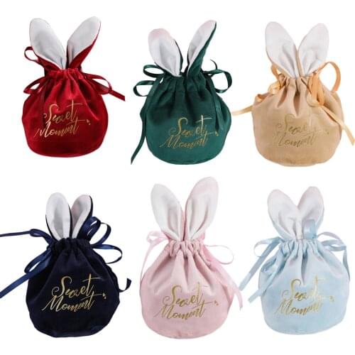 5pcs/1pcs Easter Gift Bag Candy Bag Bunny Ear Candy Wrapping Bag Wedding Party Favors Bag Gift Chocolate Candy Storages Latest