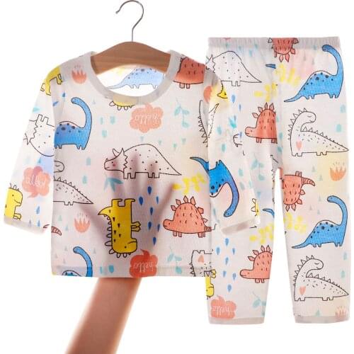 2Pcs Children Pajamas Set Kids Baby Girl Boys Dinosaur Casual Breathable Cotton Clothing Summer Costume Sleepwear Homewear Sets