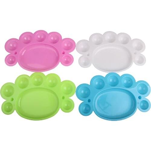 8 Wells Footprint Shape Plastic Palette Tray Student Art Paint Color Palette Oil Watercolor Drawing Pallet Kid Painting Supplies