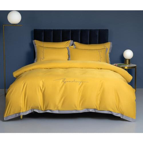 PLA Cool Fiber Quilt Cover Queen King Size Yellow Color Comforter Cover For Double Bed Plain Dyed Duvet Covers (No Pillowcase)