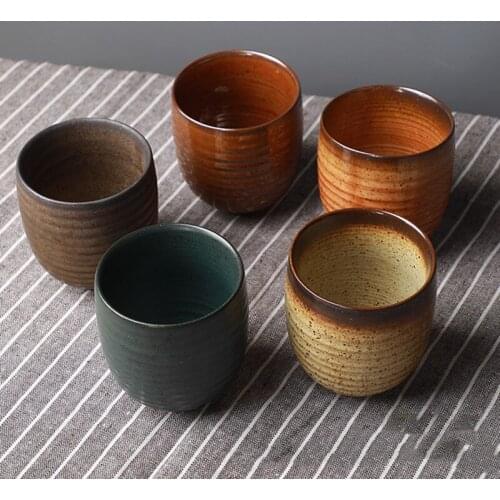 Retro Tea Cup Antique Ceramic Water Mug Drinkware Big Volume Water Cup Milk Mug Japanese Style Simple Gradient Matte Office