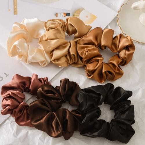 1PC Women Satin Silk Scrunchie Solid Color Elastic Handmade Multicolor Hair Band Ponytail Holder Headband Hair Accessories