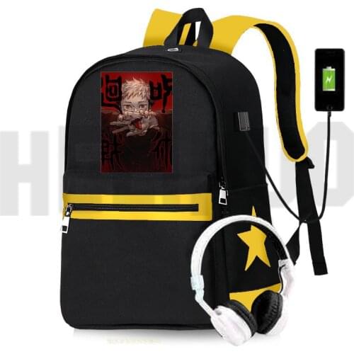 Hip Hop Back Pack Laptop with Star School Bags for Teenage Girls Jujutsu Kaisen Yuji Itadori Backpack Women USB Charging Bookbag