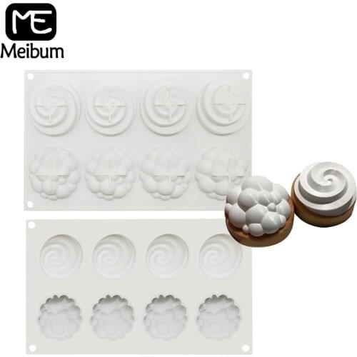 Meibum 8 Cavity Cloud Silicone Cake Mold Spiral Chocolate Brownie Mousse Mould Muffin Pastry Tray French Dessert Pan Baking Tool
